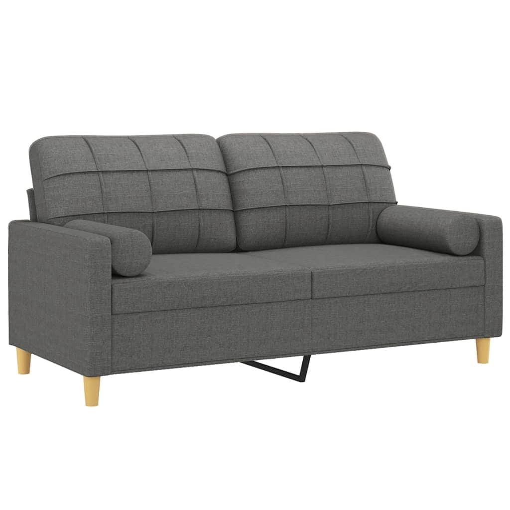 2-Seater Sofa with Throw Pillows Dark Grey