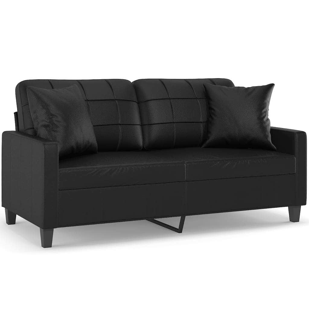 2-Seater Sofa with Throw Pillows Dark Grey