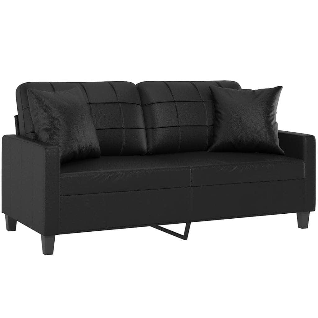 2-Seater Sofa with Throw Pillows Dark Grey