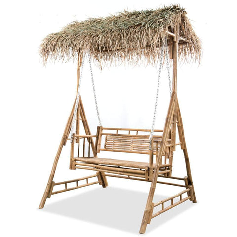 2-Seater Swing Chair with Palm Leaves Bamboo 202 cm