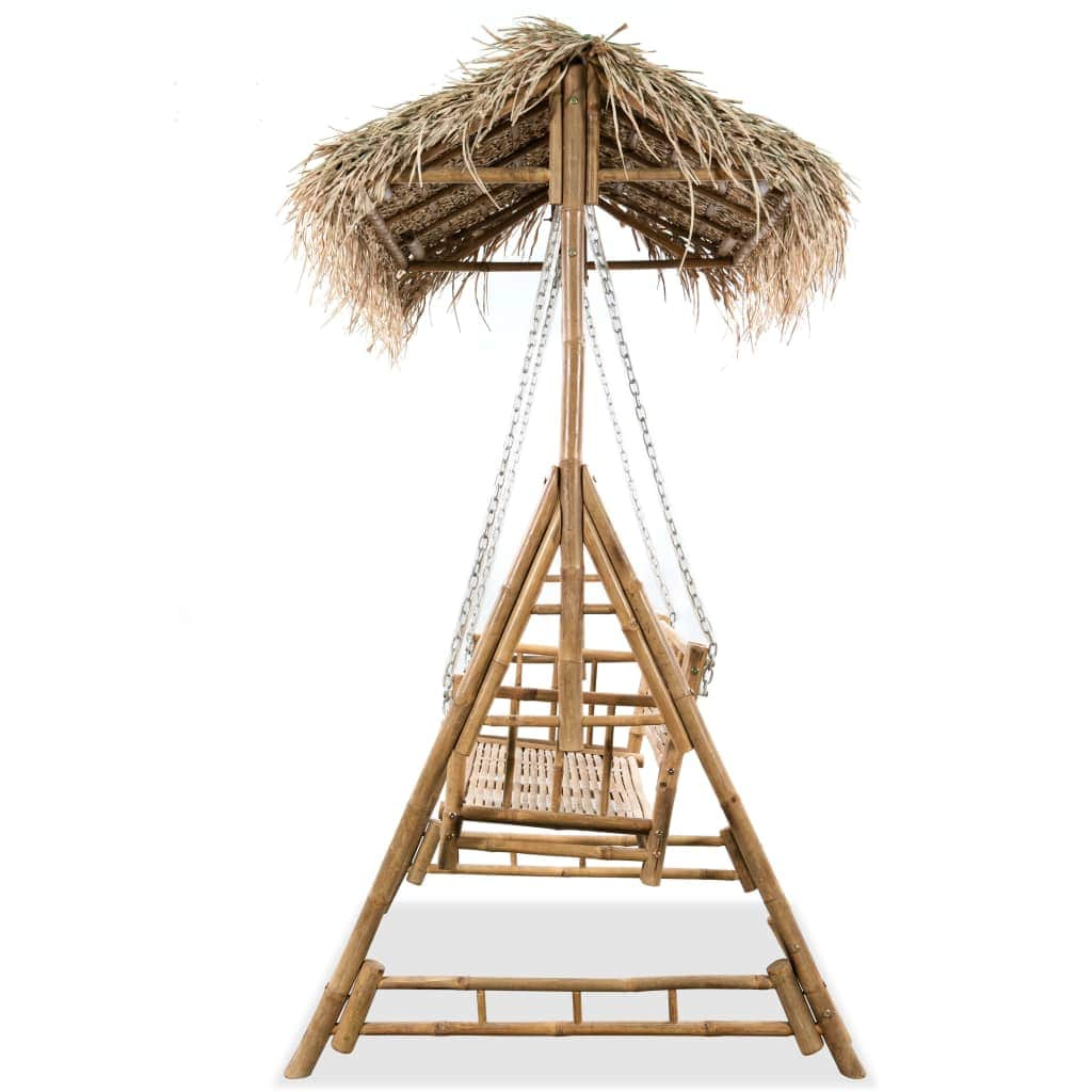 2-Seater Swing Chair with Palm Leaves Bamboo 202 cm