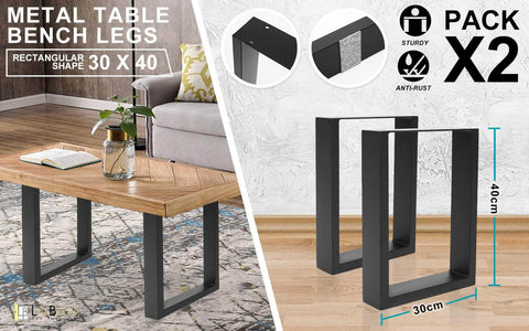 2 Set 30 X 40Cm Black Coffee Dining Table Legs Bench Box Diy Steel Metal Industrial