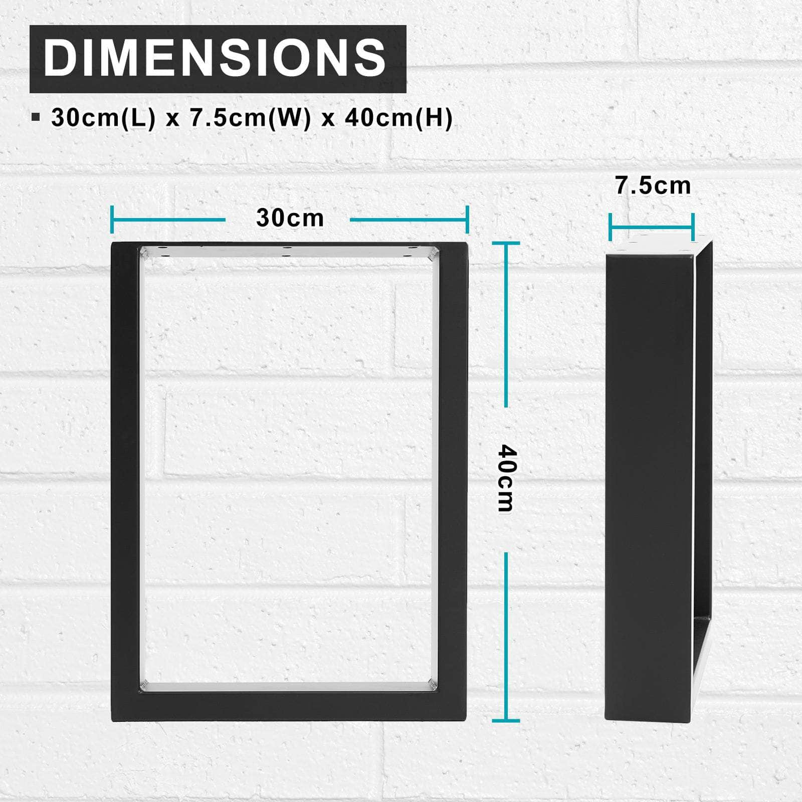 2 Set 30 X 40Cm Black Coffee Dining Table Legs Bench Box Diy Steel Metal Industrial