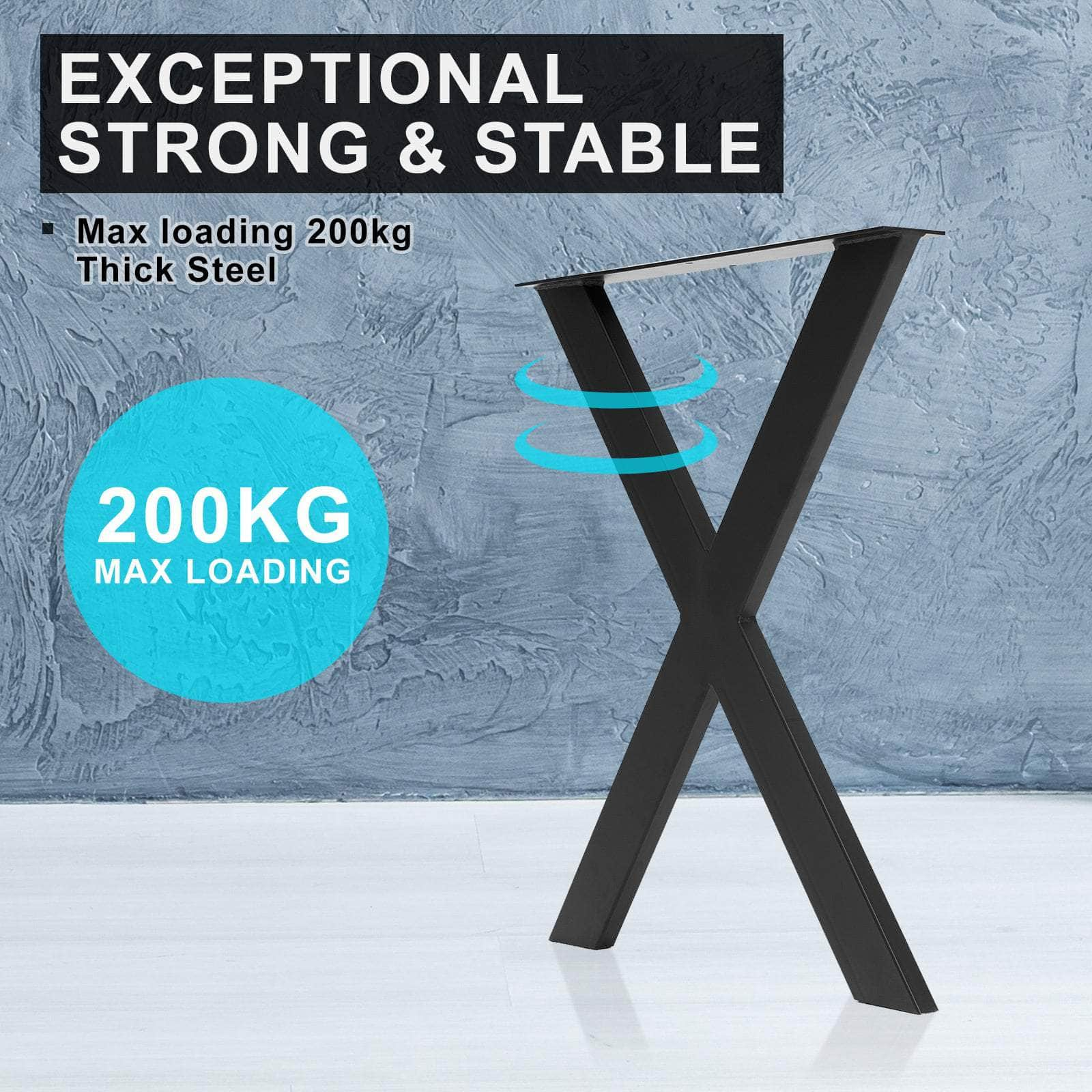 2 Set 60 X 71Cm Black Coffee Dining Table Legs Bench X-Shape Diy Steel Metal Industrial