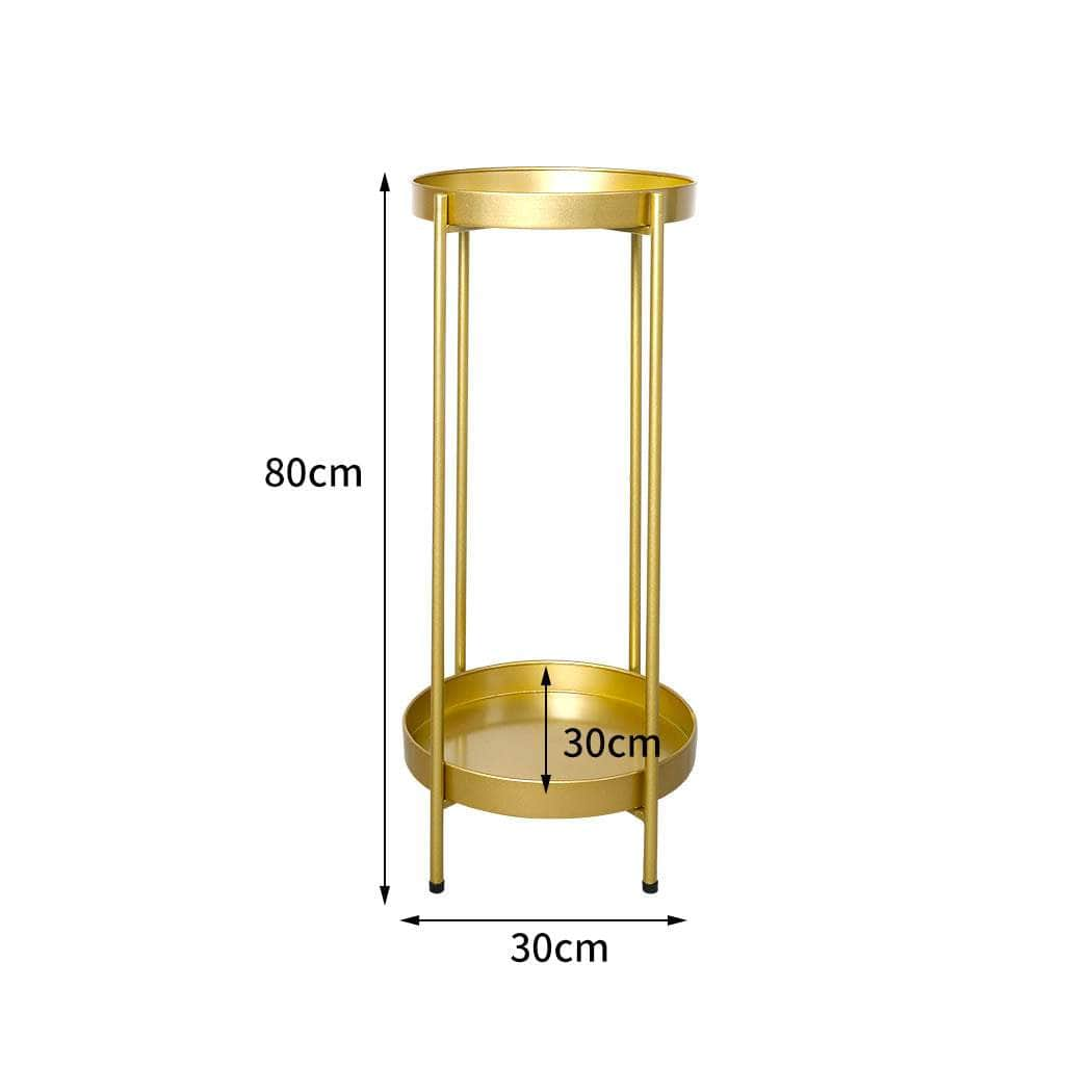 2 Tier Plant Stand Outdoor Indoor Gold Large