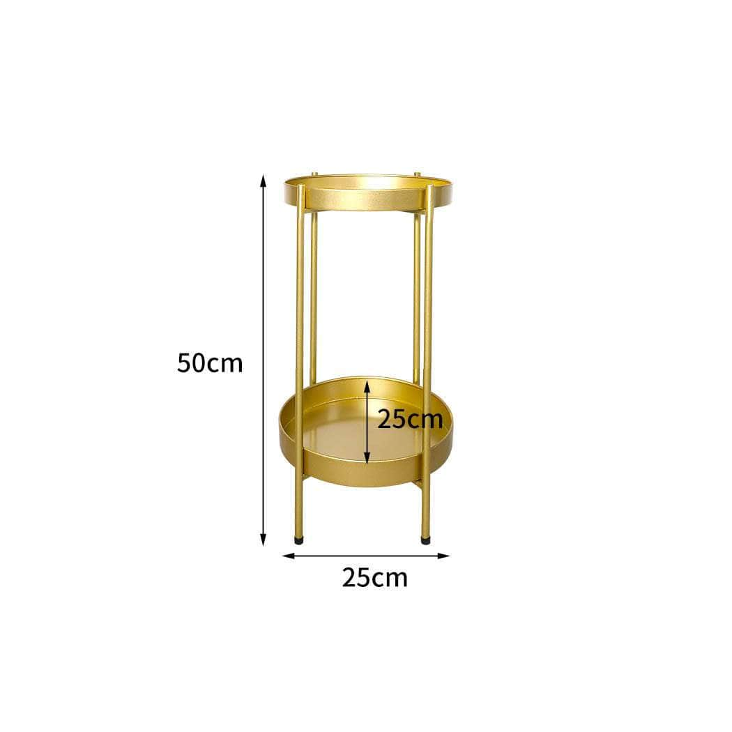 2 Tiers Metal Plant Stand-Gold