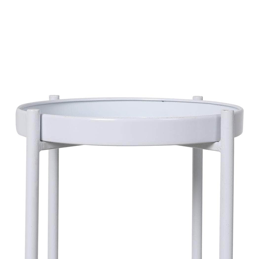 2 Tiers Plant Stand Outdoor Indoor White Large