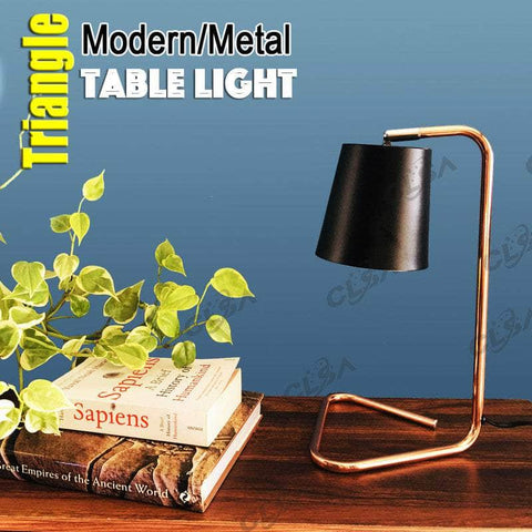 2 X Table Light With Triangle Metal Base With Copper Plating Led Vintage Globe Included