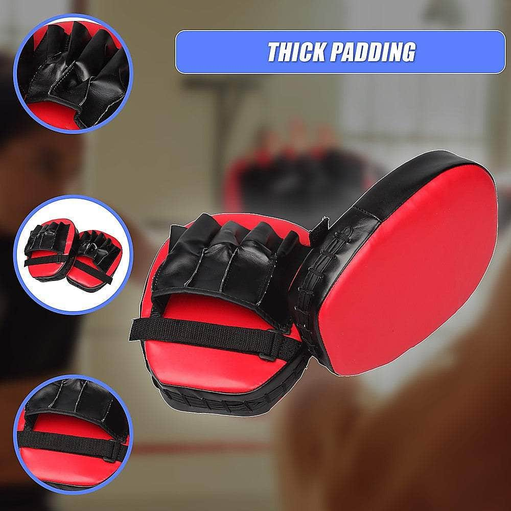 2 X Thai Boxing Punch Focus Gloves Kit Training Red & Black