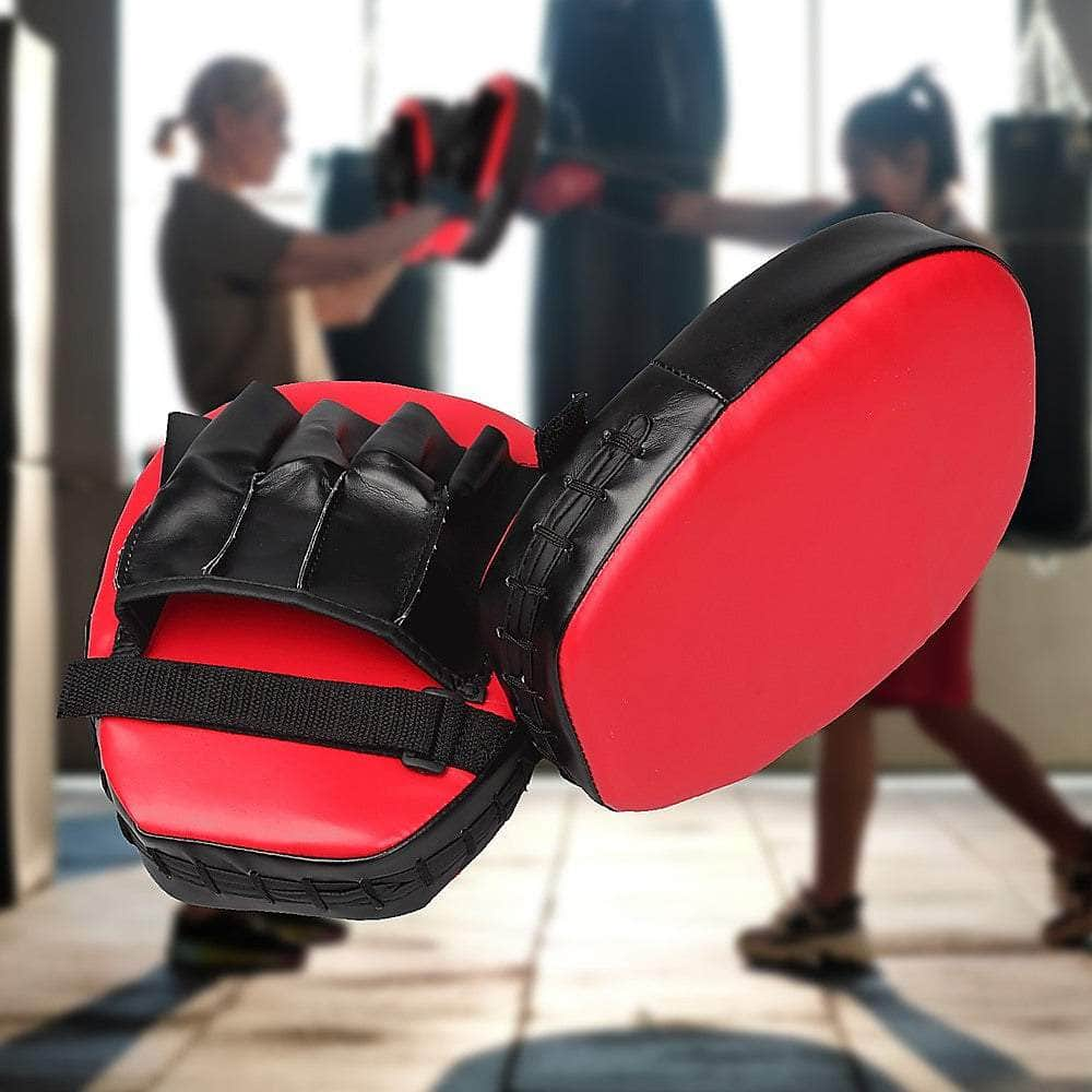 2 X Thai Boxing Punch Focus Gloves Kit Training Red & Black