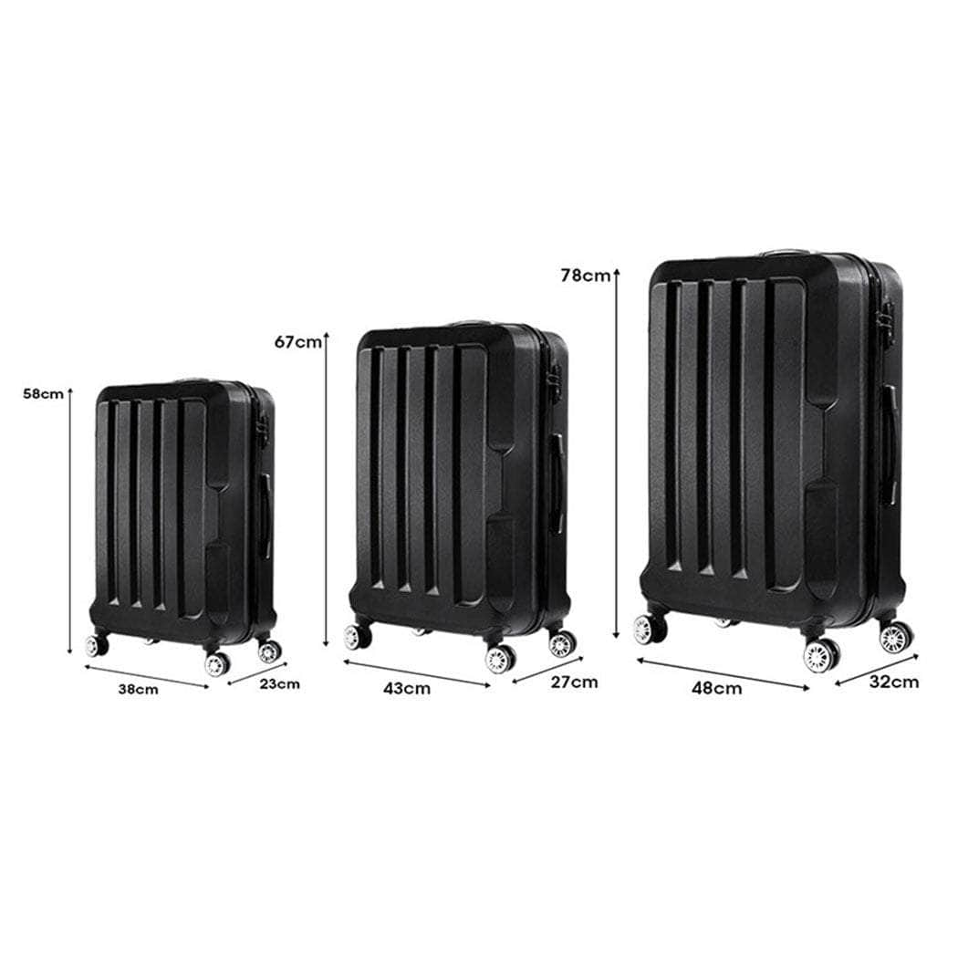 20"24"28" 3PC Luggage Sets Black