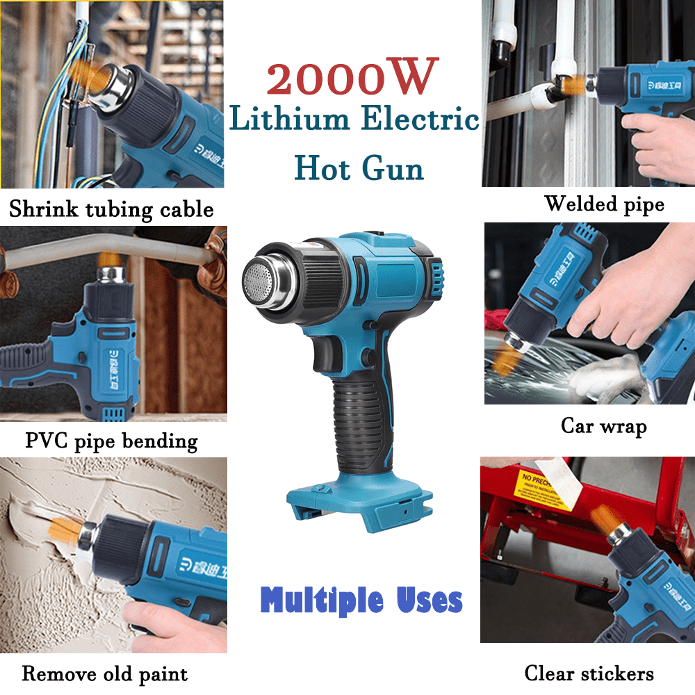 2000W Electric Hot Air Heat Gun with Nozzles Cordless Handheld For Makita 18V AU