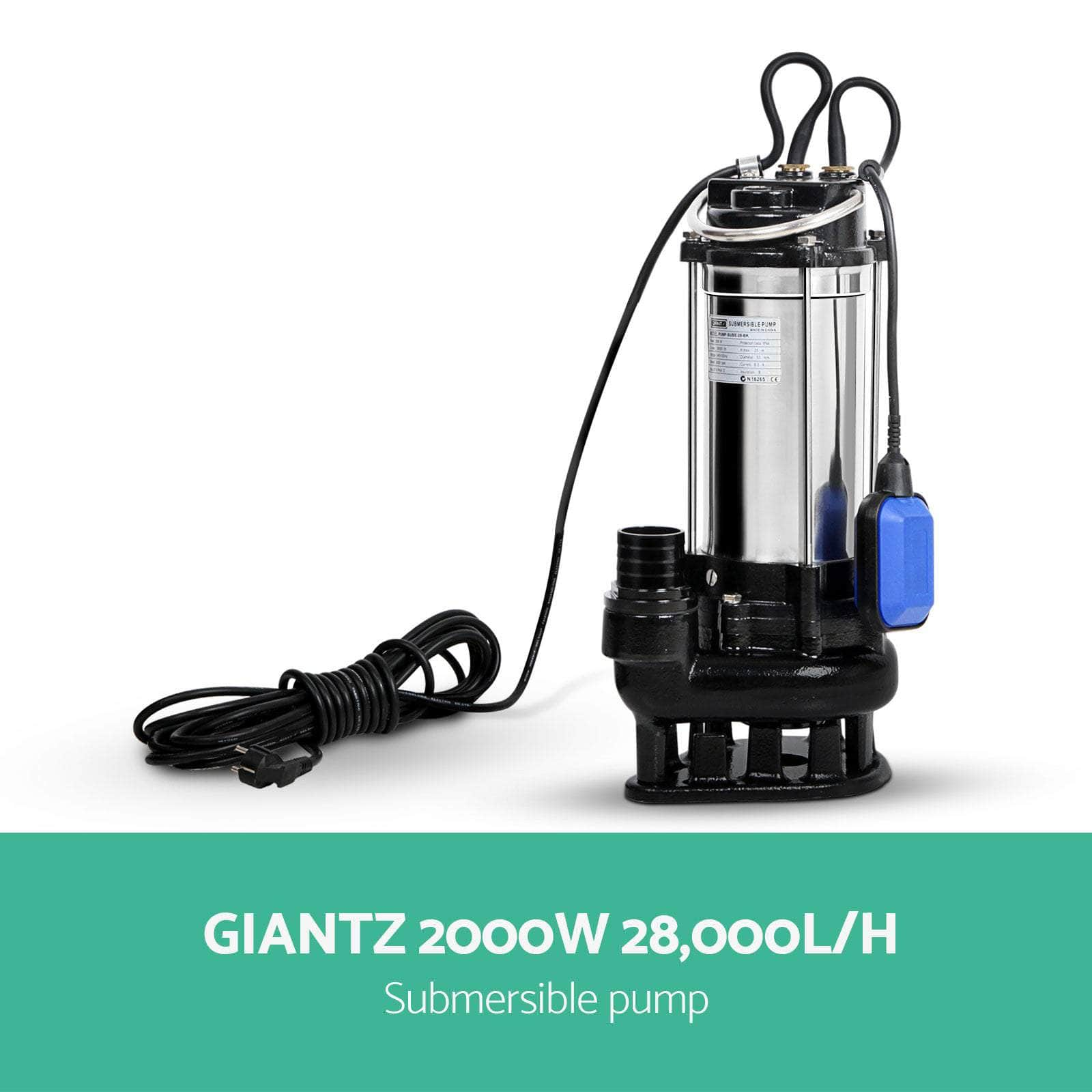 2000W Submersible Dirty Water Pump Bore Tank Well Steel Automatic