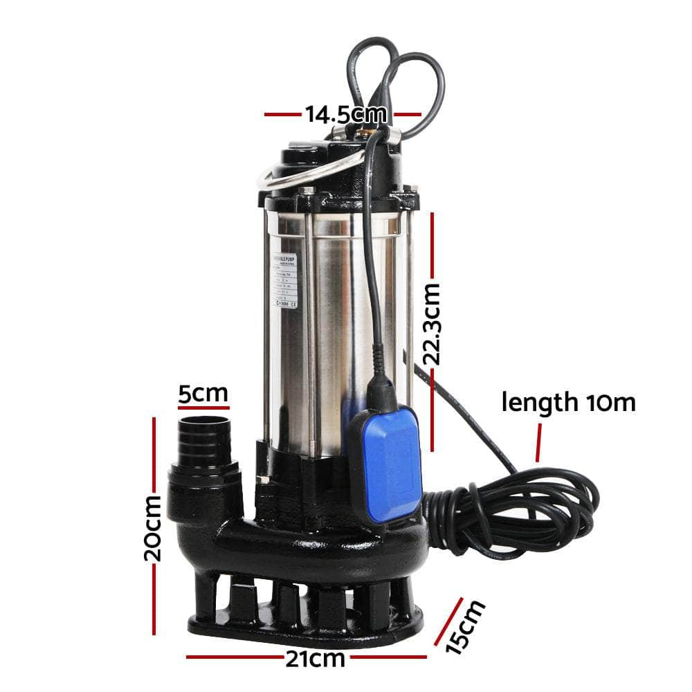 2000W Submersible Dirty Water Pump Bore Tank Well Steel Automatic