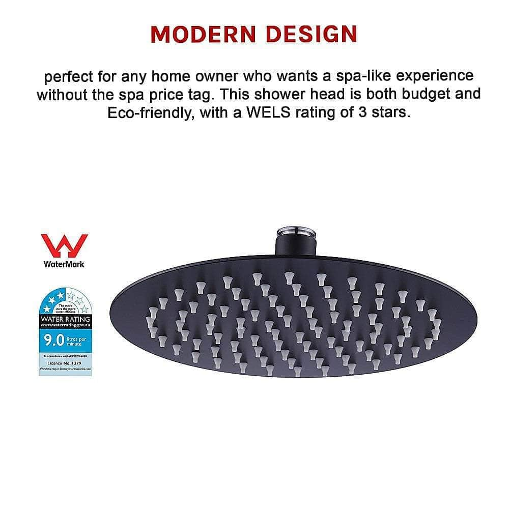 200Mm Shower Head Round 304Ss Electroplated Matte Black Finish