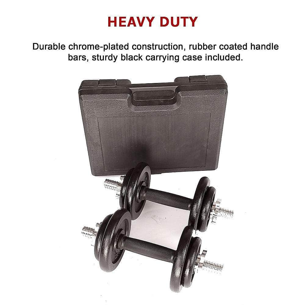 20Kg Black Dumbbell Set With Carrying Case