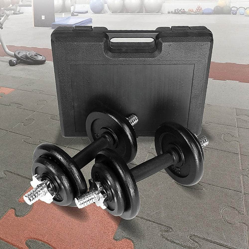 20Kg Black Dumbbell Set With Carrying Case