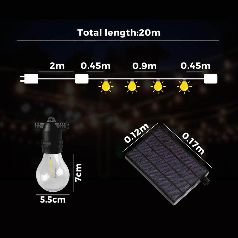 20M/30M Solar Festoon String Lights LED Christmas Waterproof