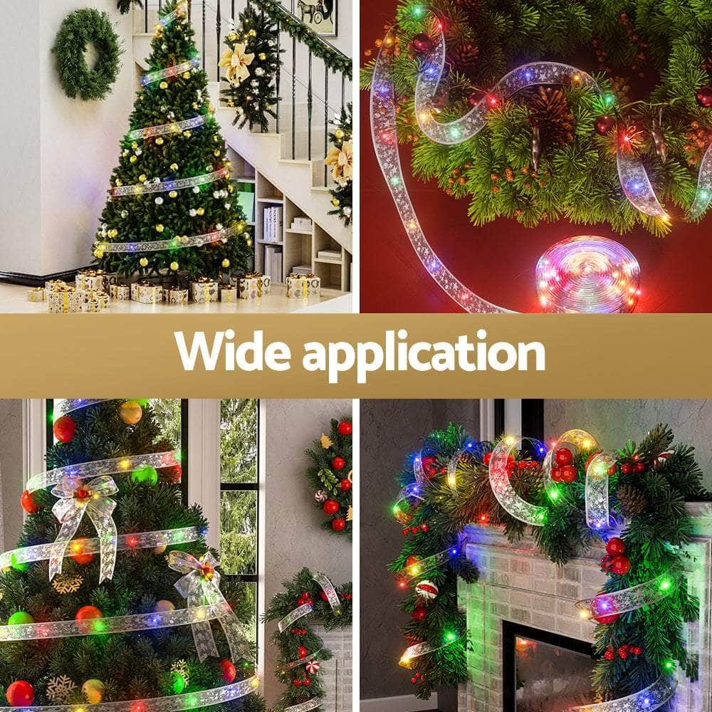 20M Christmas Lights Fairy Ribbon Light 200 LED Xmas Décor