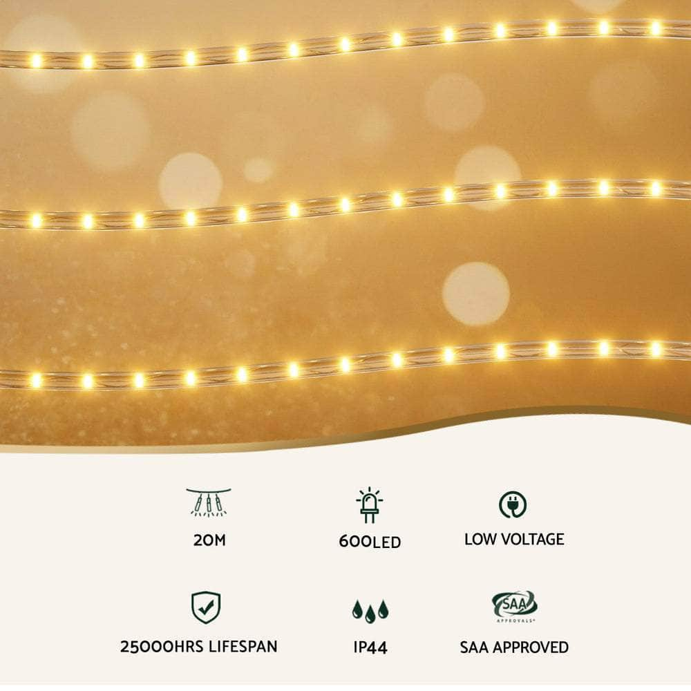 20M Christmas Lights String Rope Light Decoration 600 LED