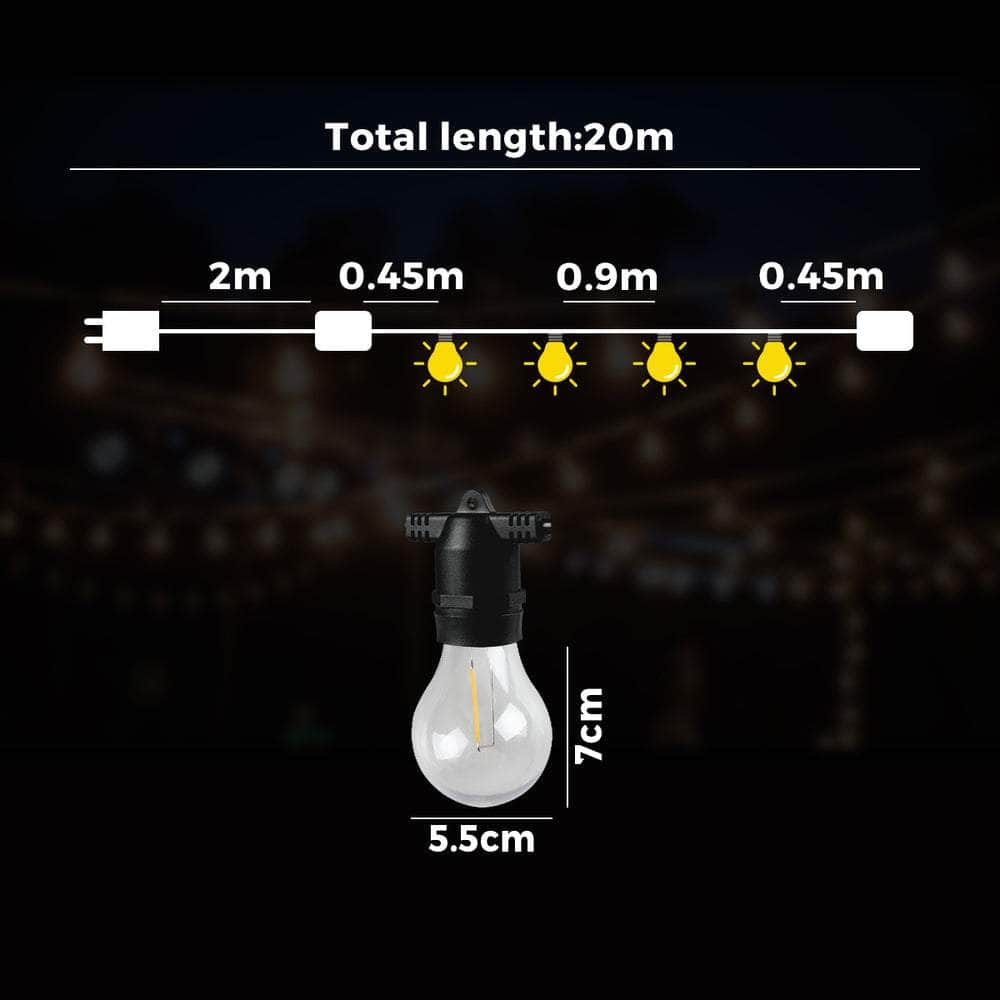 20M Festoon String Lights LED Christmas Waterproof