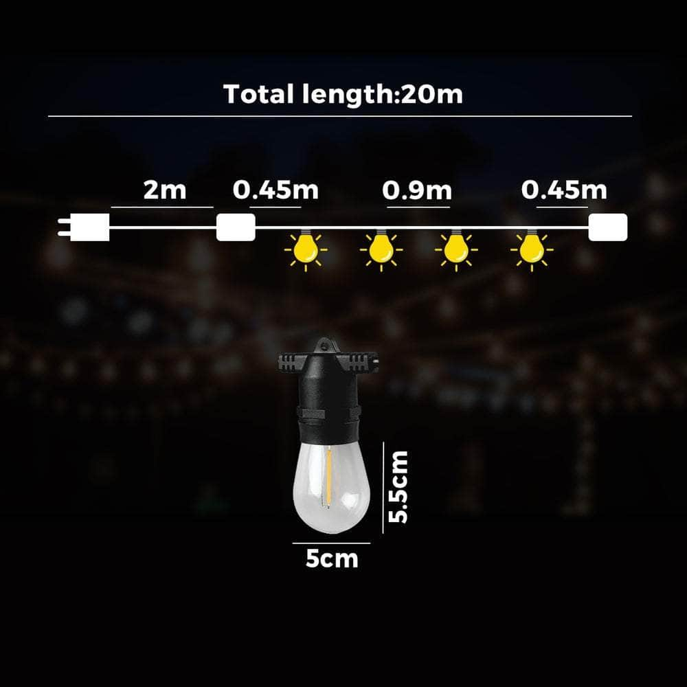 20M LED Festoon String Lights Waterproof