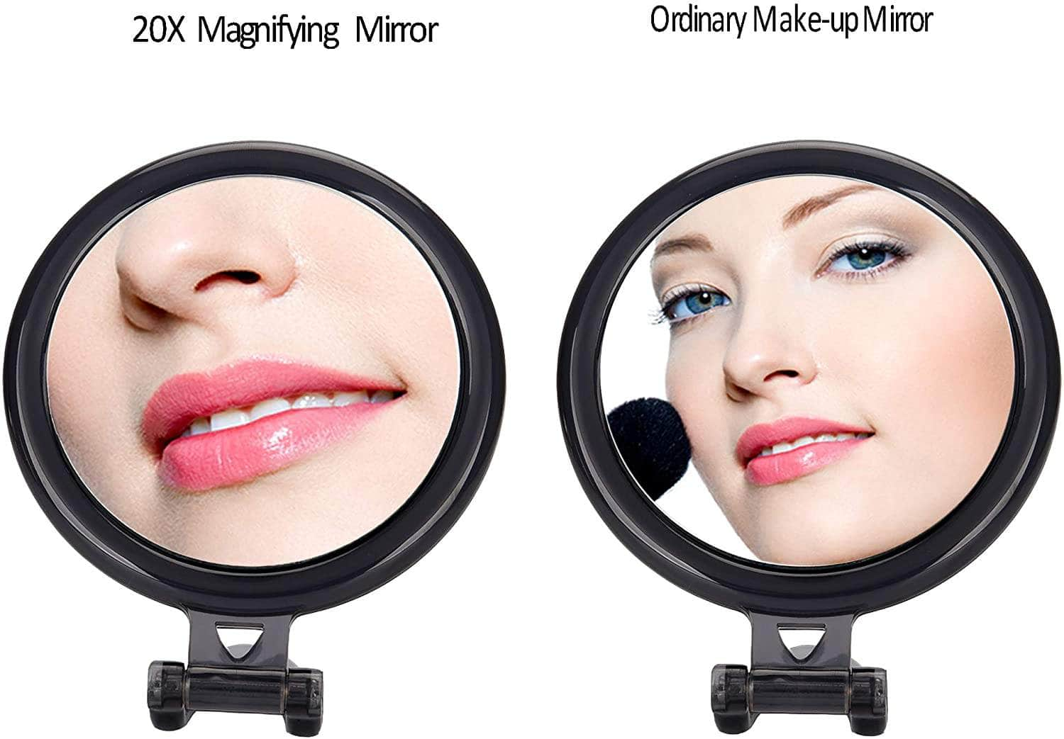 20X Magnifying Hand Mirror For Makeup, Tweezing, And Blemish Removal (10 Cm Black)