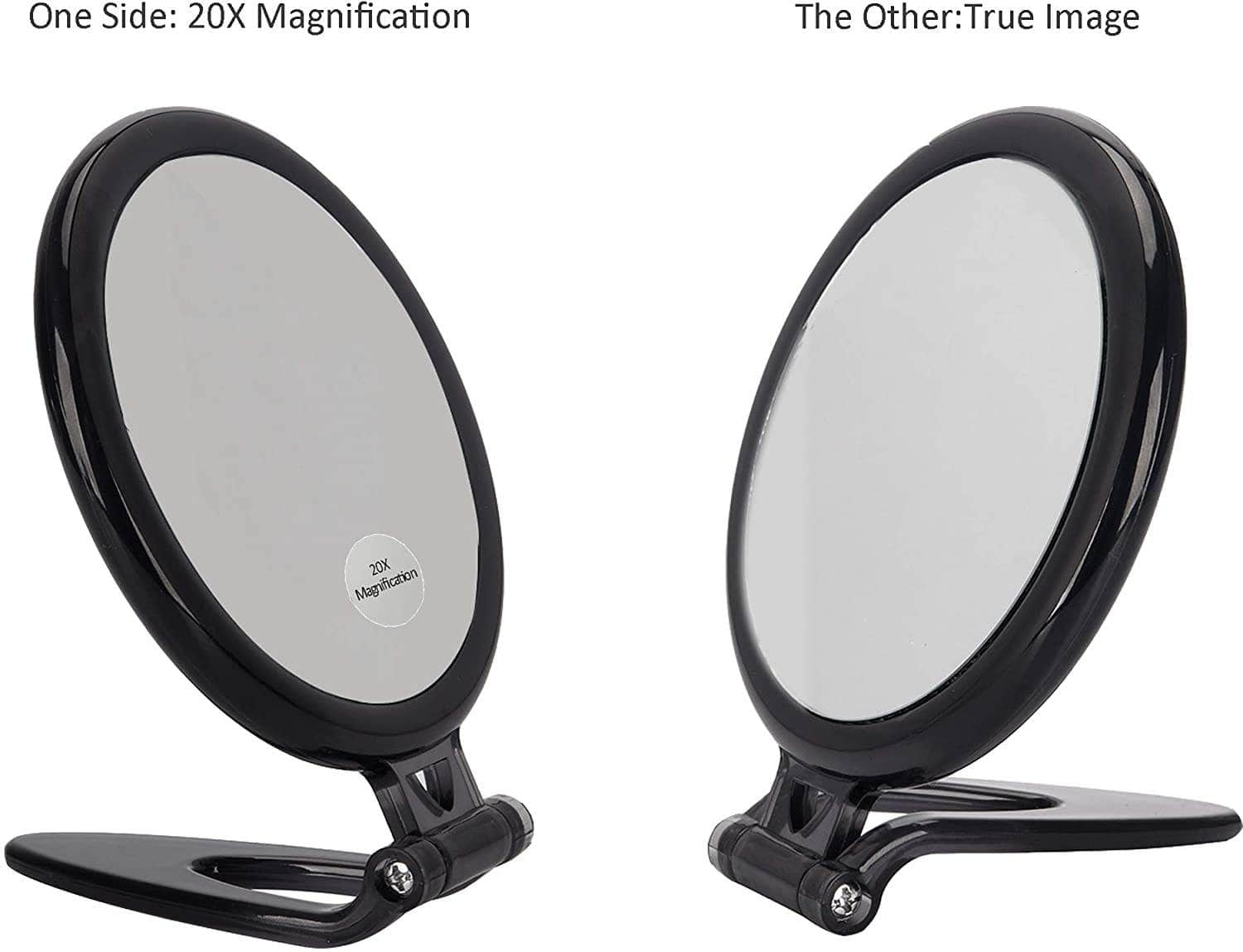 20X Magnifying Hand Mirror For Makeup, Tweezing, And Blemish Removal (10 Cm Black)