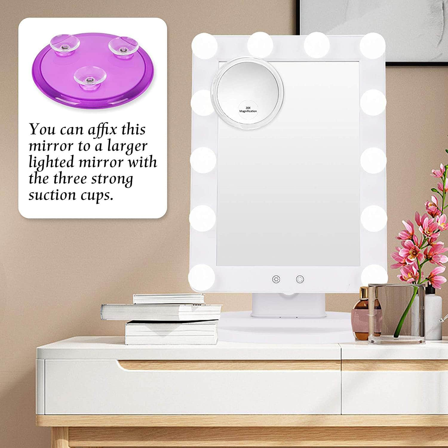 20X Magnifying Hand Mirror For Makeup, Tweezing, And Blemish Removal (12.5 Cm)