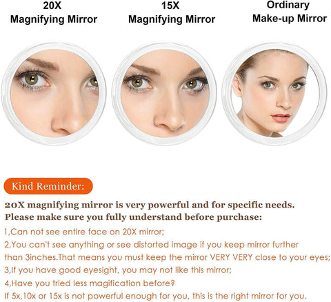 20X Magnifying Hand Mirror For Makeup, Tweezing, And Blemish Removal (12.5 Cm)