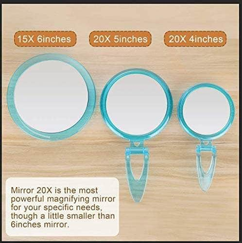 20X Magnifying Hand Mirror For Makeup, Tweezing, And Blemish Removal (12.5 Cm Black)