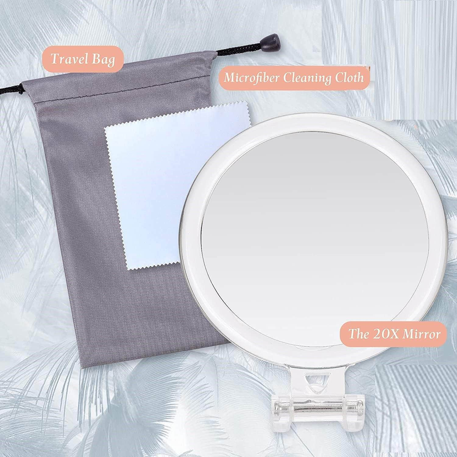 20X Magnifying Hand Mirror Two Sided Use For Makeup