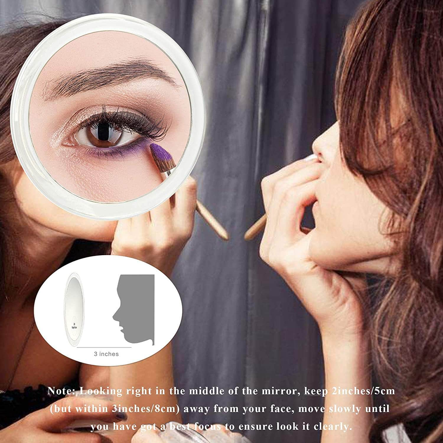 20X Magnifying Hand Mirror With 3 Suction Cups For Makeup, Tweezing