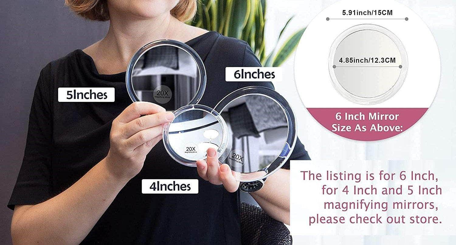 20X Magnifying Hand Mirror With Suction Cups For Makeup, Tweezing