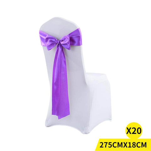 20x Multicoloured Satin Chair Sashes Lavender