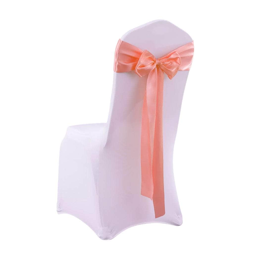 20x Satin Fabric Chair Sashes Cloth Coral