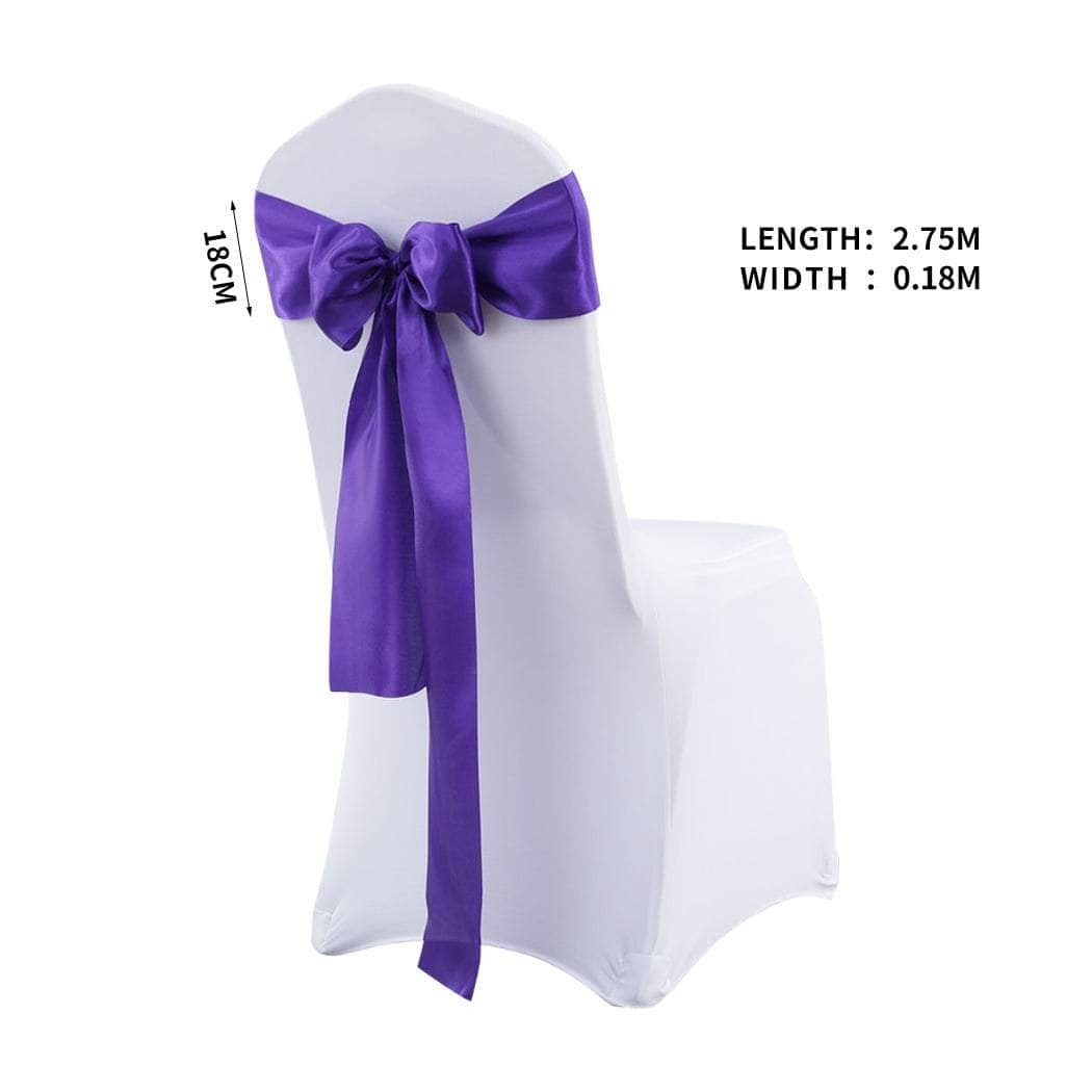 20x Table Runner Satin Chair Sashes Eggplant