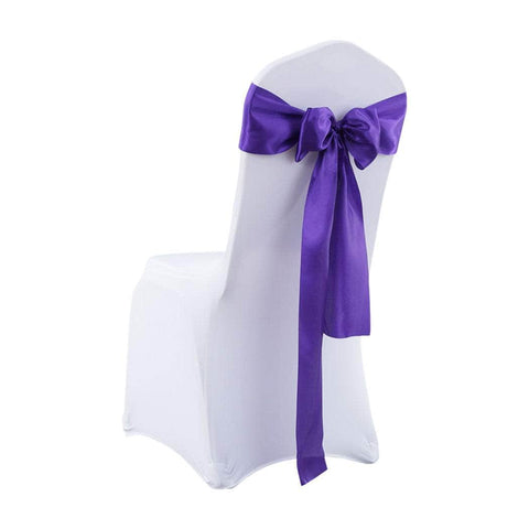 20x Table Runner Satin Chair Sashes Eggplant