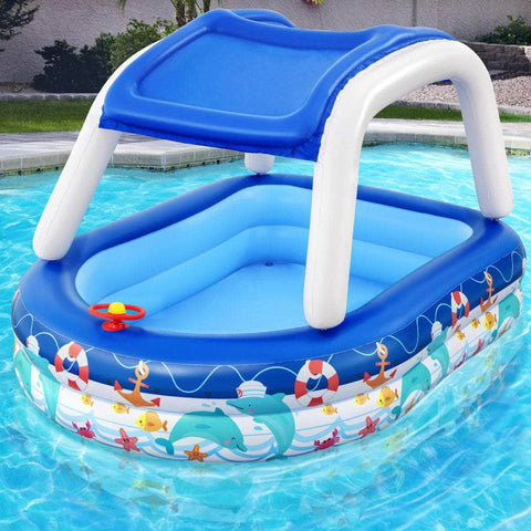 213X155X132Cm Inflatable Swimming Pool W/ Canopy 282L