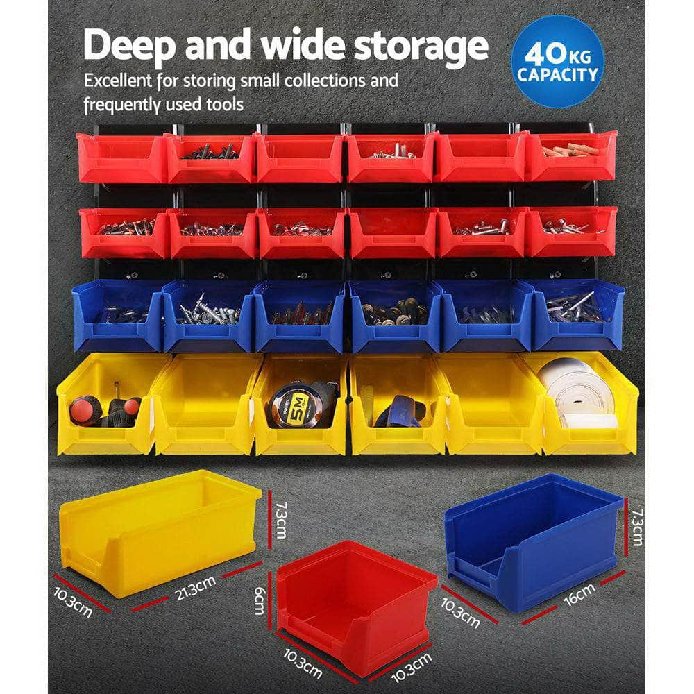 24 Storage Bin Rack Wall Mounted