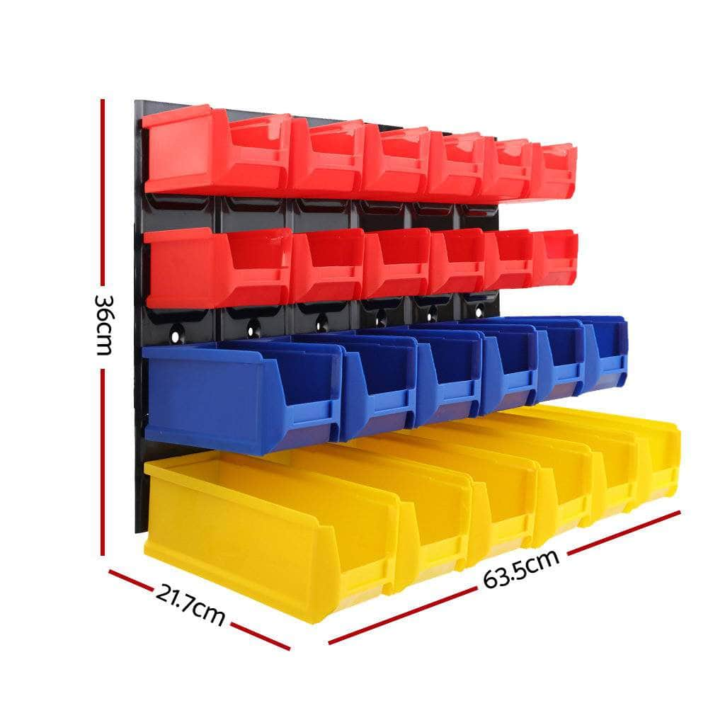 24 Storage Bin Rack Wall Mounted