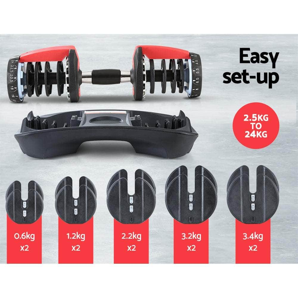 24Kg Dumbbells Adjustable Dumbbell Weight Plates Home Gym