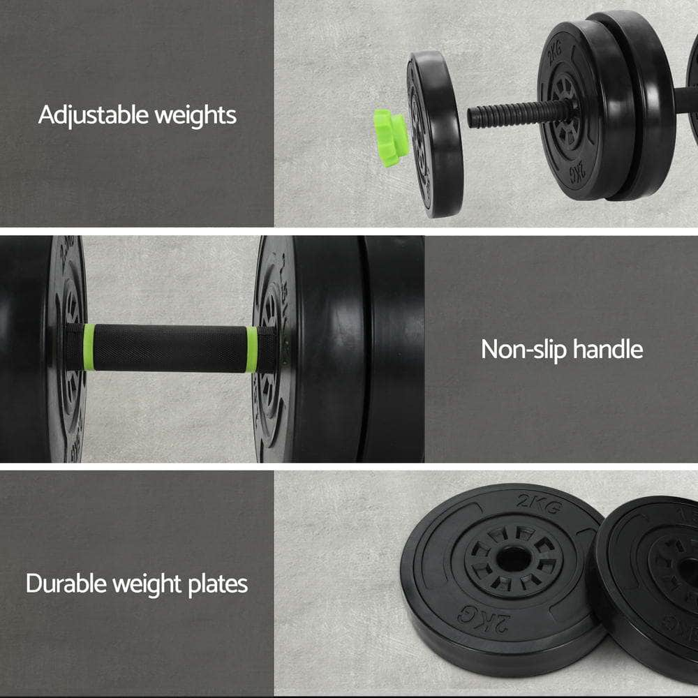 25Kg Adjustable Dumbbells Set Kettle Bell Weight Plates Barbells Gym