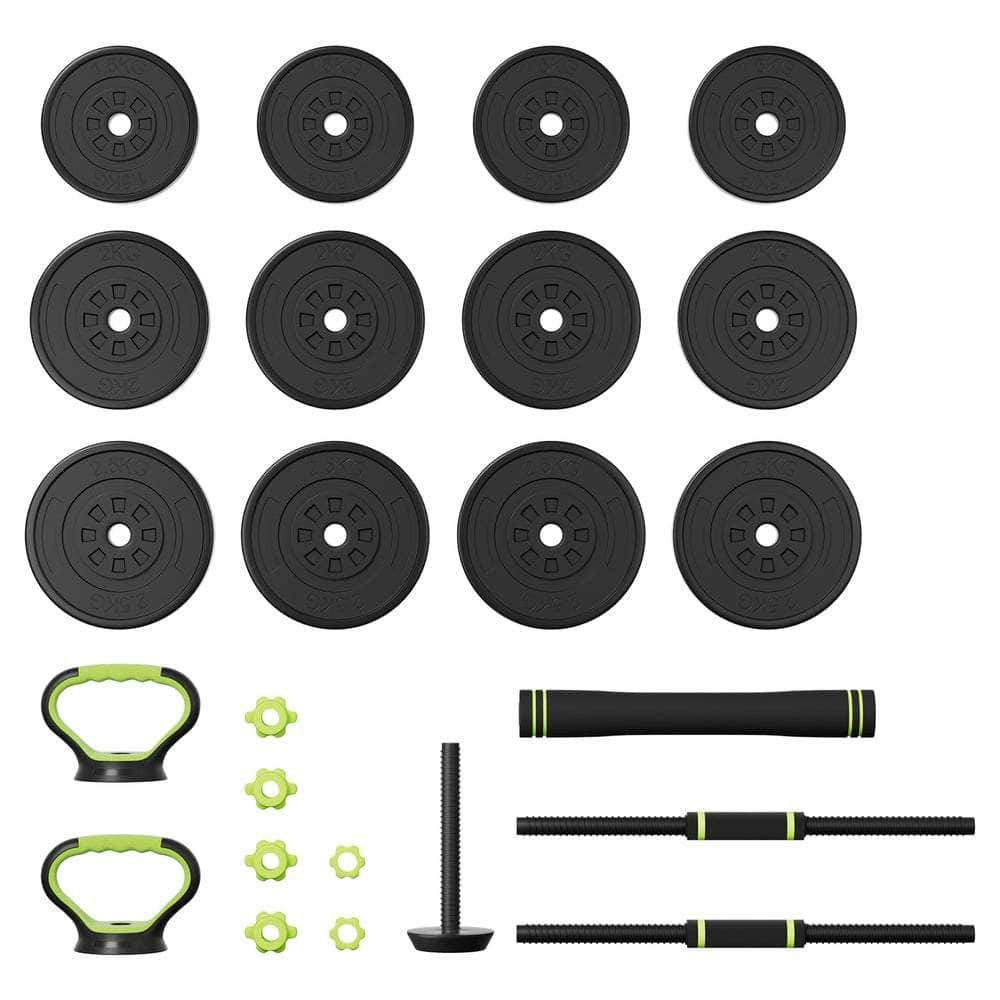 25Kg Adjustable Dumbbells Set Kettle Bell Weight Plates Barbells Gym