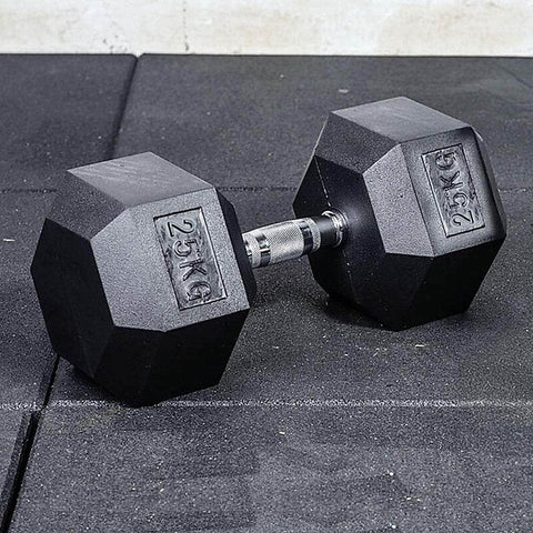 25Kg Commercial Rubber Hex Dumbbell Gym Weight