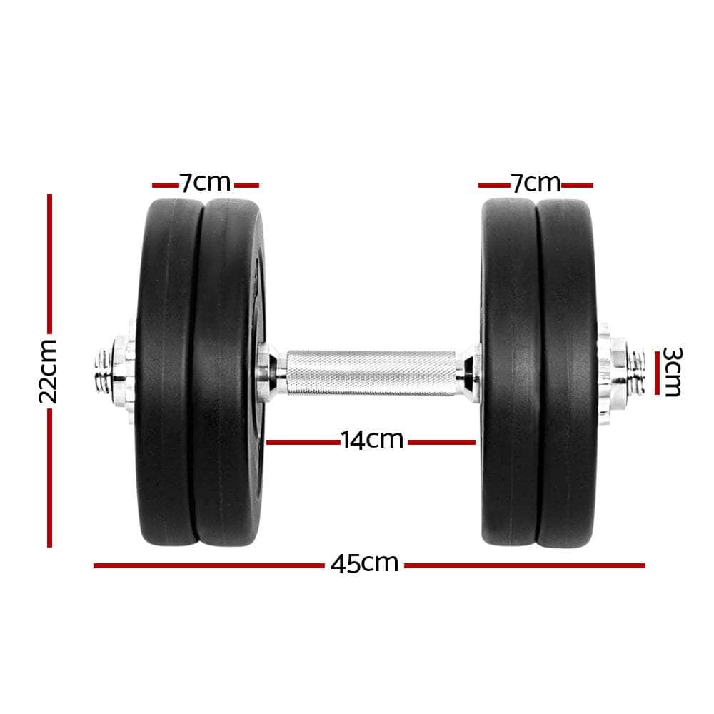 25Kg Dumbbell Set Weight Plates Dumbbells Lifting Bench