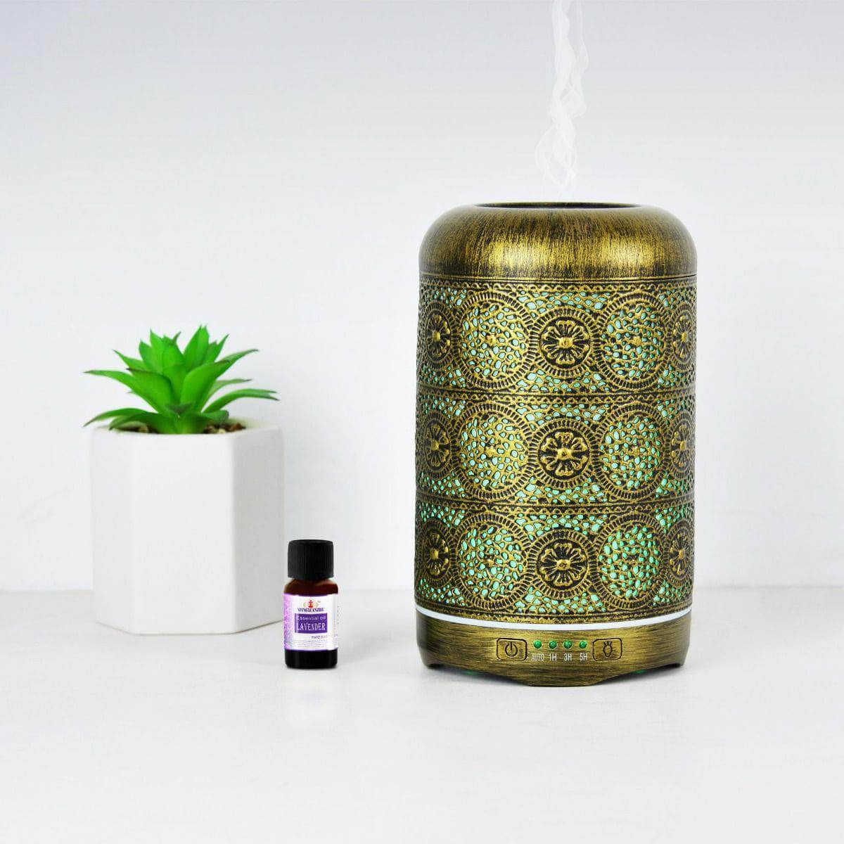 260Ml Metal Essential Oil And Aroma Diffuser-Vintage Gold