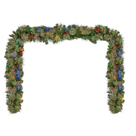 274cm Bristle Berry Multicolour Pre-Lit Christmas Garland