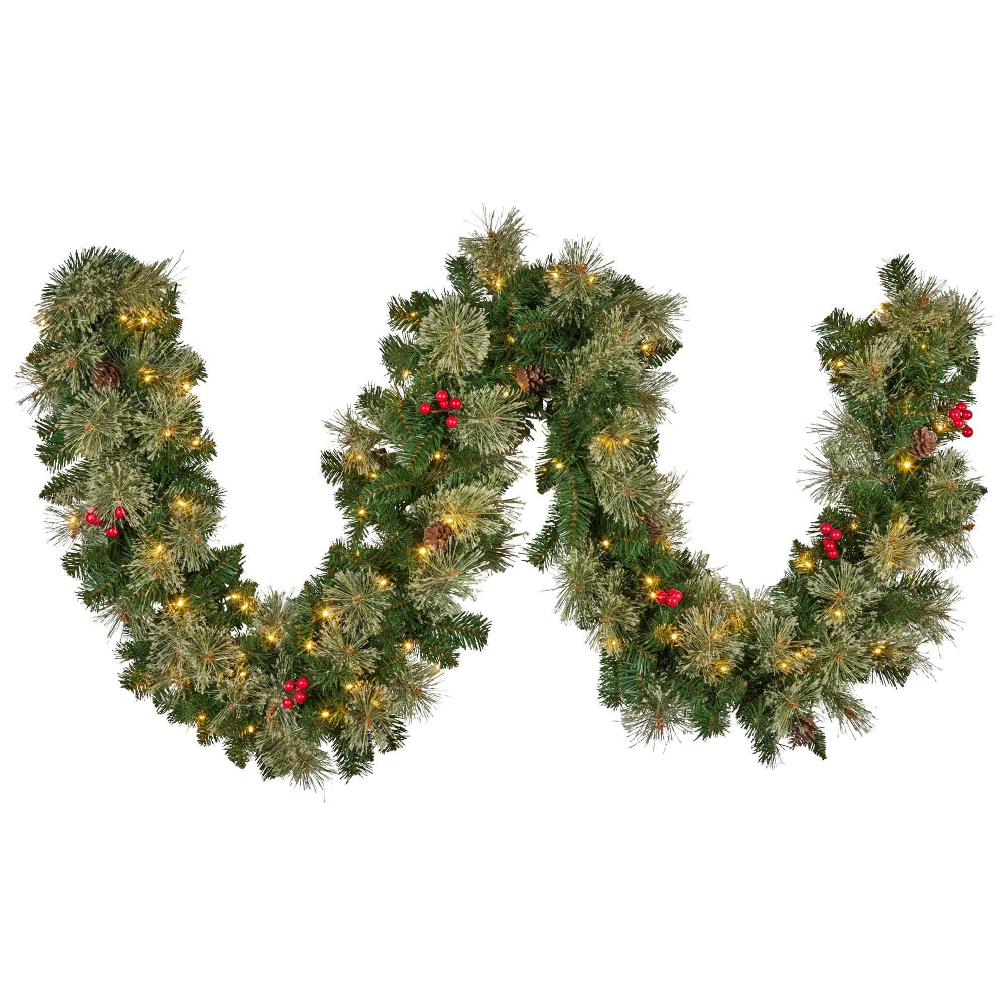 274cm Bristle Berry Multicolour Pre-Lit Christmas Garland