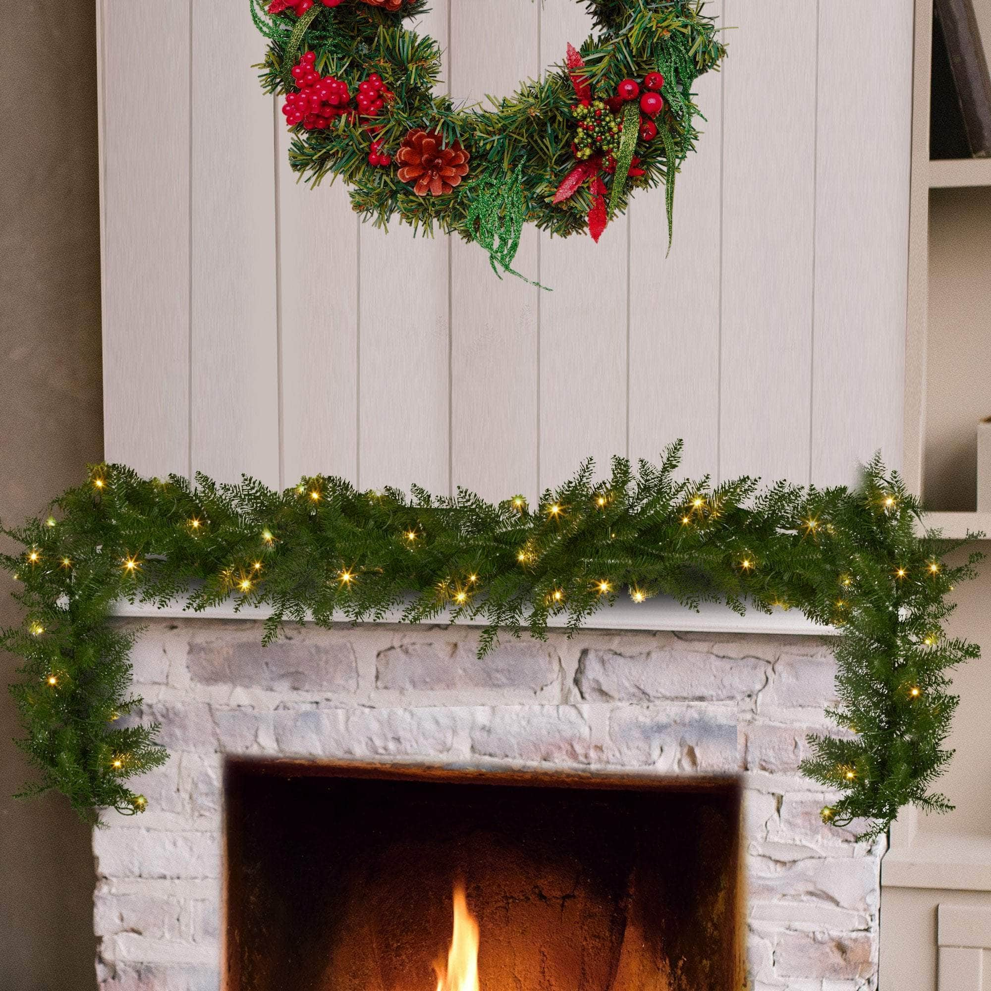 274cm Pre-lit Christmas Garland - Dunhill Shimmer Fir